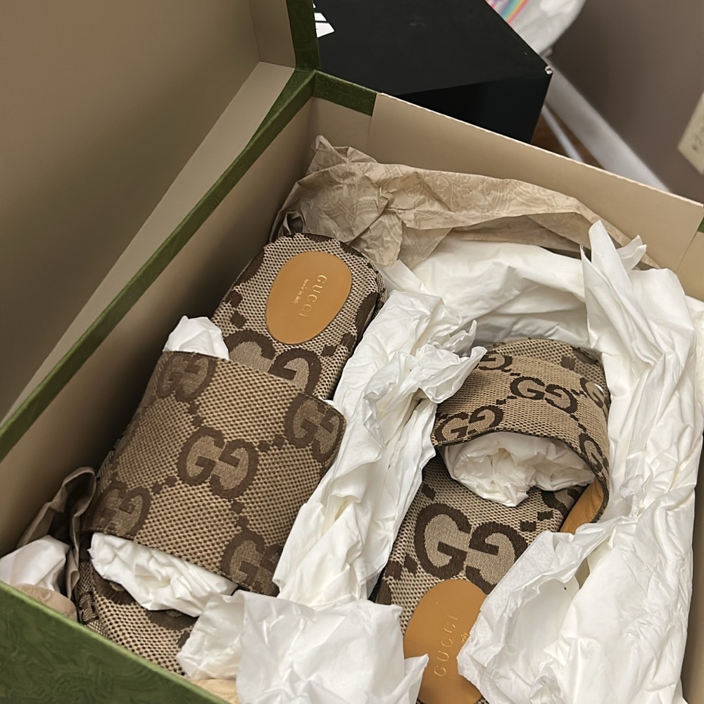Gucci Beige GG Platform Sandals